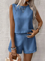 Round Neck Sleeveless Top and Shorts Set