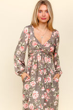 Haptics Twisted Detail Ruffled Hem Floral Dress with Side Pockets - Beautiful Woman