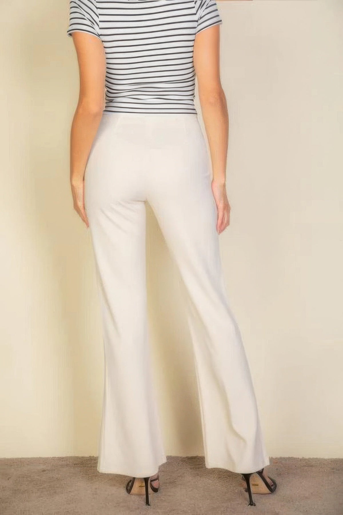 High Waist Stretch Crepe Flare Pants - Beautiful Woman