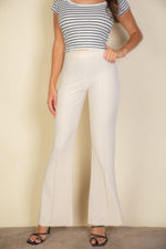 High Waist Stretch Crepe Flare Pants - Beautiful Woman