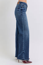 Judy Blue Full Size Raw Hem Mid Rise Jeans - Beautiful Woman