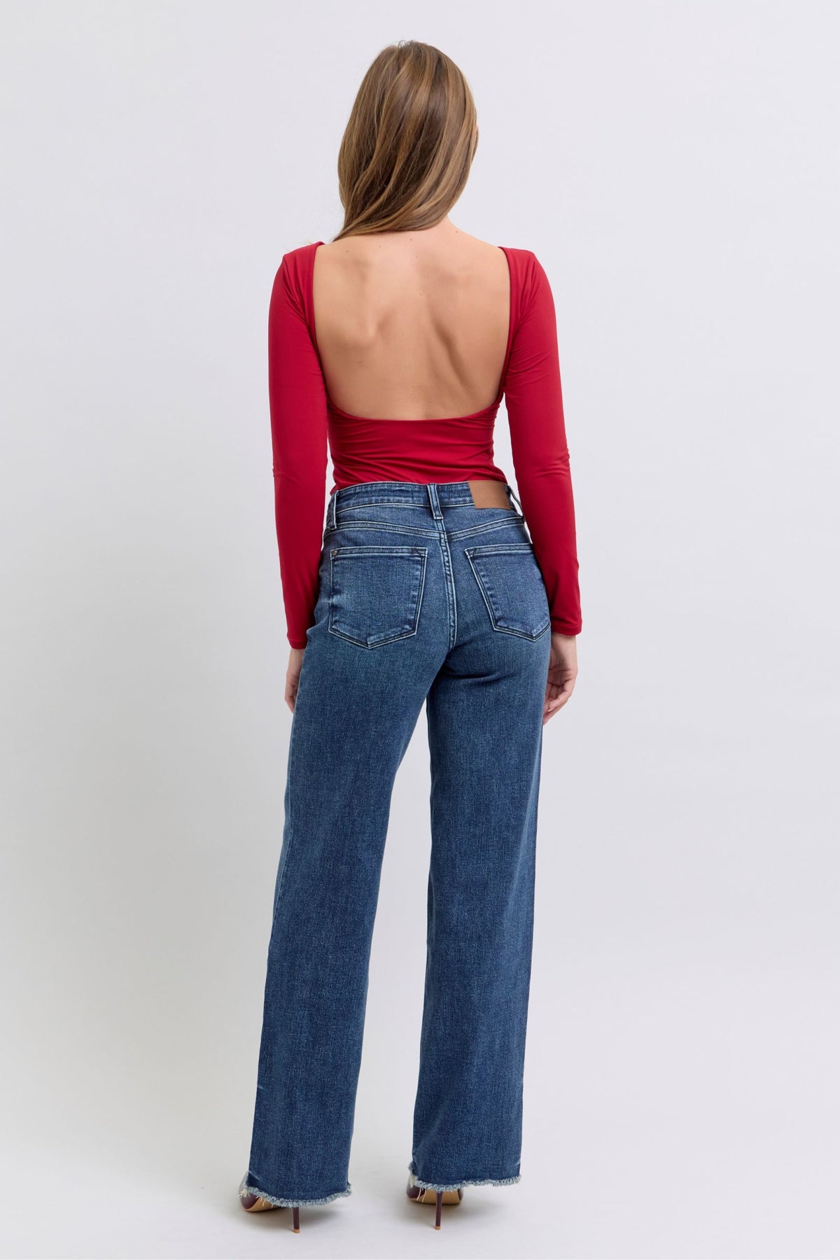 Judy Blue Full Size Raw Hem Mid Rise Jeans - Beautiful Woman