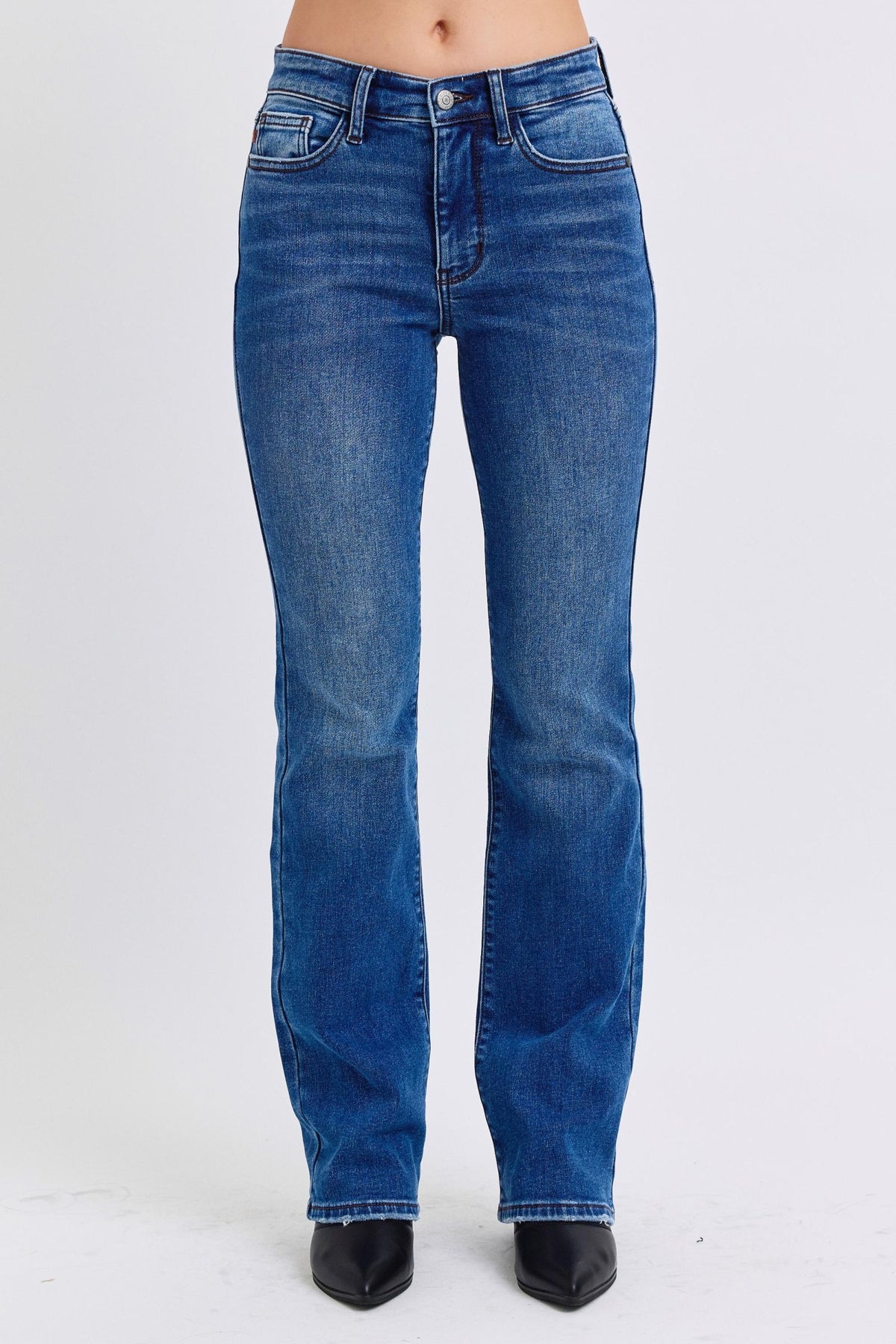 Judy Blue Full Size Run Mid-Rise Bootcut Jeans with Thermal Lining - Beautiful Woman