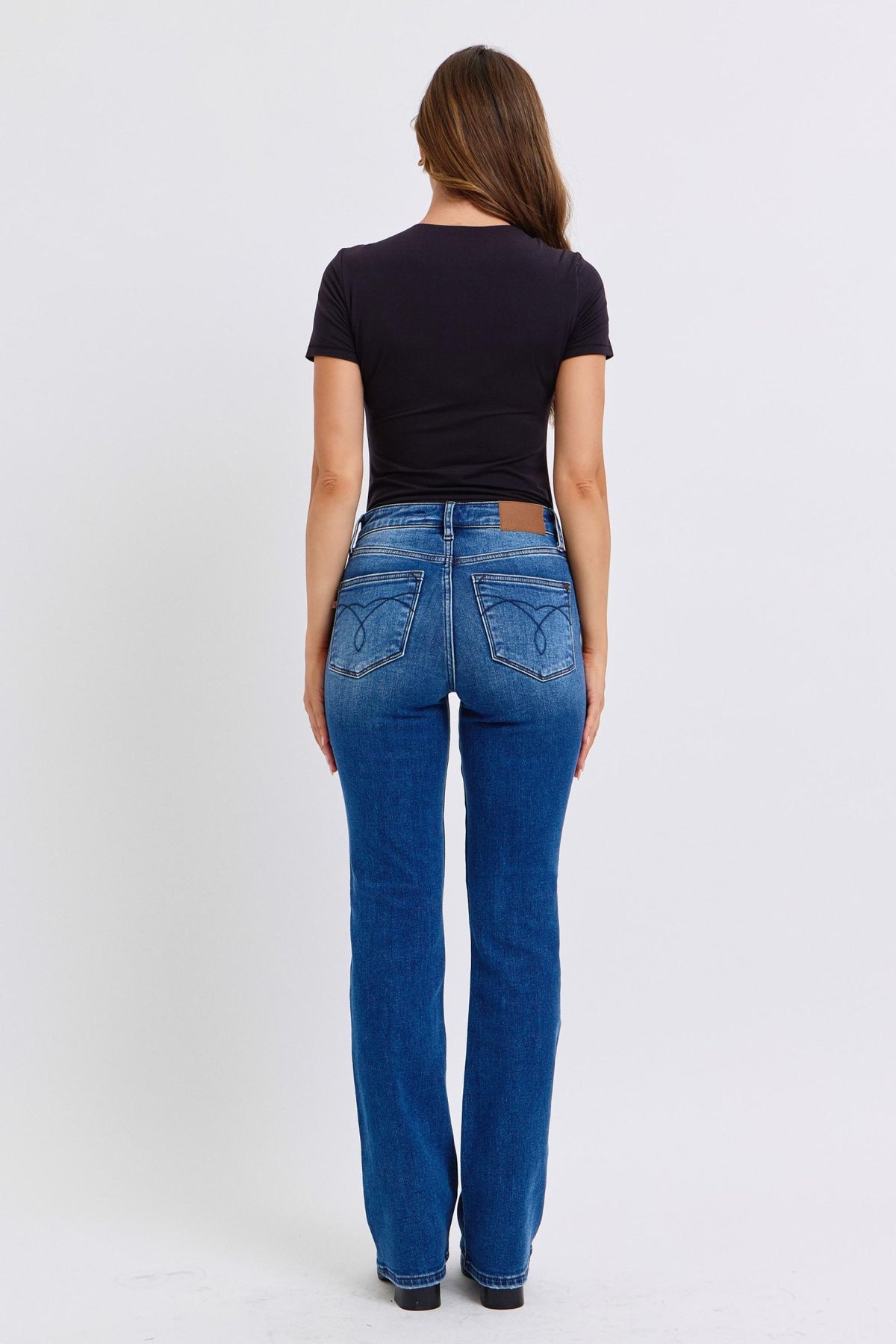 Judy Blue Full Size Run Mid-Rise Bootcut Jeans with Thermal Lining - Beautiful Woman