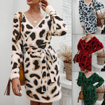 Leopard Print Dresses With Long Sleeves - Beautiful Woman