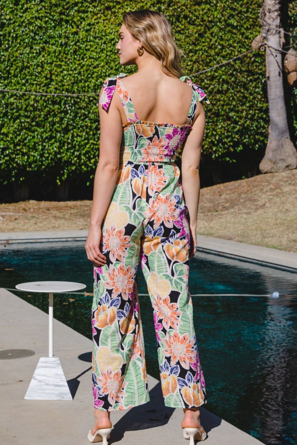 ODDI Full Size Floral Sleeveless Wide Leg Jumpsuit - Beautiful Woman