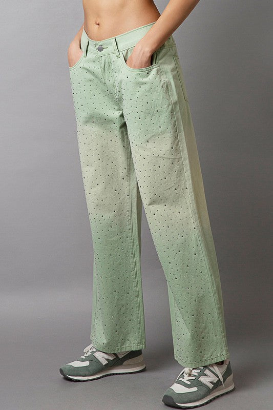 POL Embellishments Gradient Wide Leg Pants - Beautiful Woman