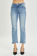 RISEN Full Size High Rise Distressed Cropped Straight Jeans - Beautiful Woman