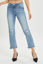 RISEN Full Size High Rise Distressed Cropped Straight Jeans - Beautiful Woman