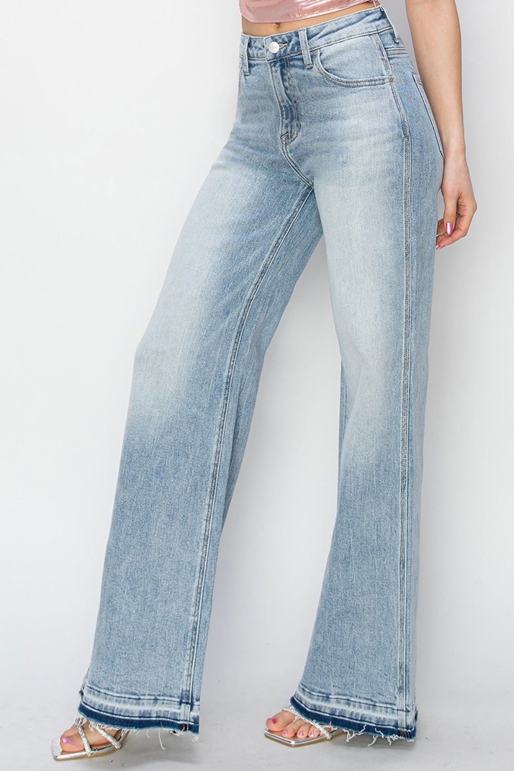 Risen Full Size High Rise Wide Leg Jeans - Beautiful Woman