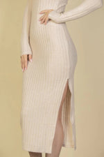 Turtle Neck Split Thigh Dress - Beautiful Woman