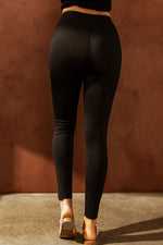 Wide Waistband Distressed Slim Fit Leggings - Beautiful Woman