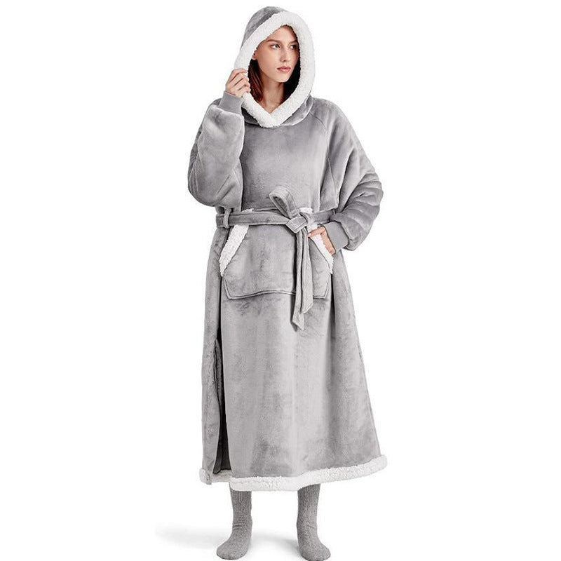 Winter Hoodie Blanket With Button Design Warm Home Clothes Women Men Oversized Pullover - Beautiful Woman