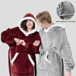 Winter Hoodie Blanket With Button Design Warm Home Clothes Women Men Oversized Pullover - Beautiful Woman