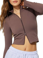 Zip Up Long Sleeve Active Outerwear - Beautiful Woman